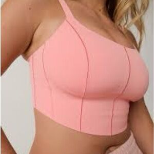 OFFLINE By Aerie Real Me Hold Up! Corset Sports Bra Pink Small